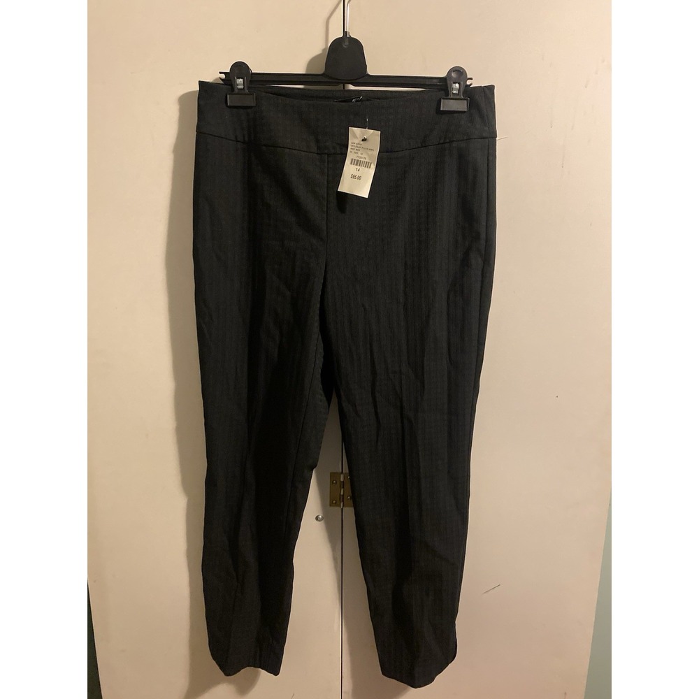 NWT Up! Pants Montreal Slim Ankle Pant Tummy Control Black Box Pattern Size 14